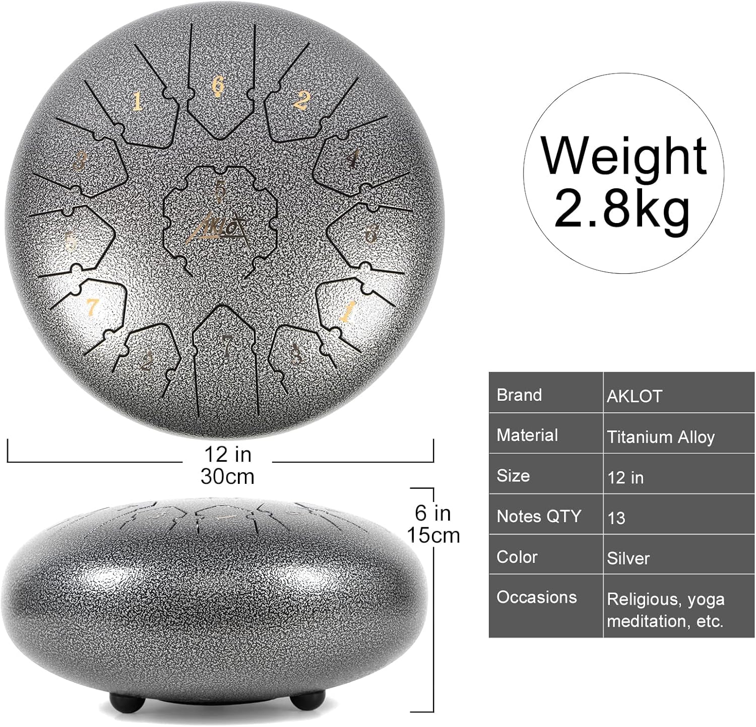 12 Inches Steel Tongue Drum