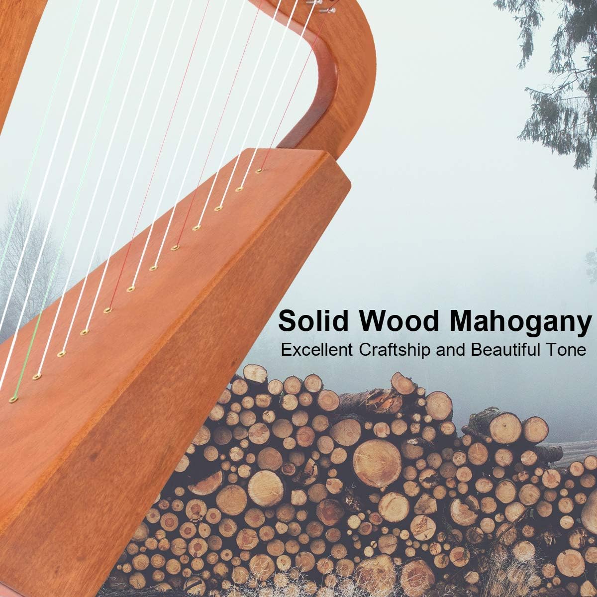 Harp 15 strings Mahogany