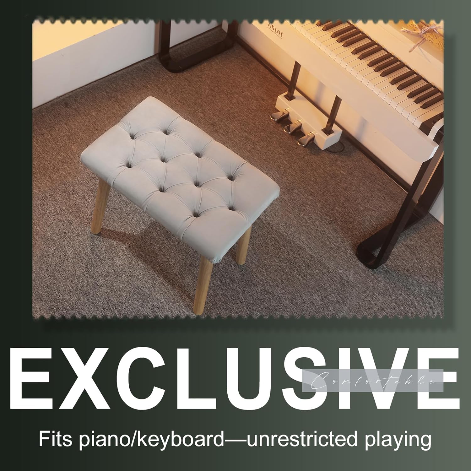 Piano Bench - Gray