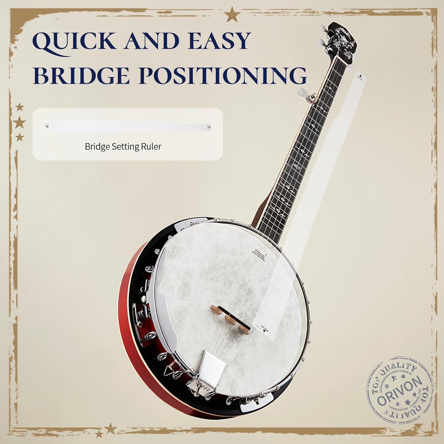 Banjo AKLOT de tamaño completo con parche Remo