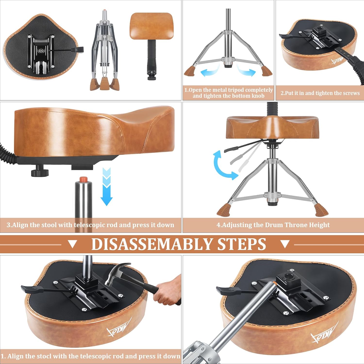 Yellow With Backrest Drum Throne