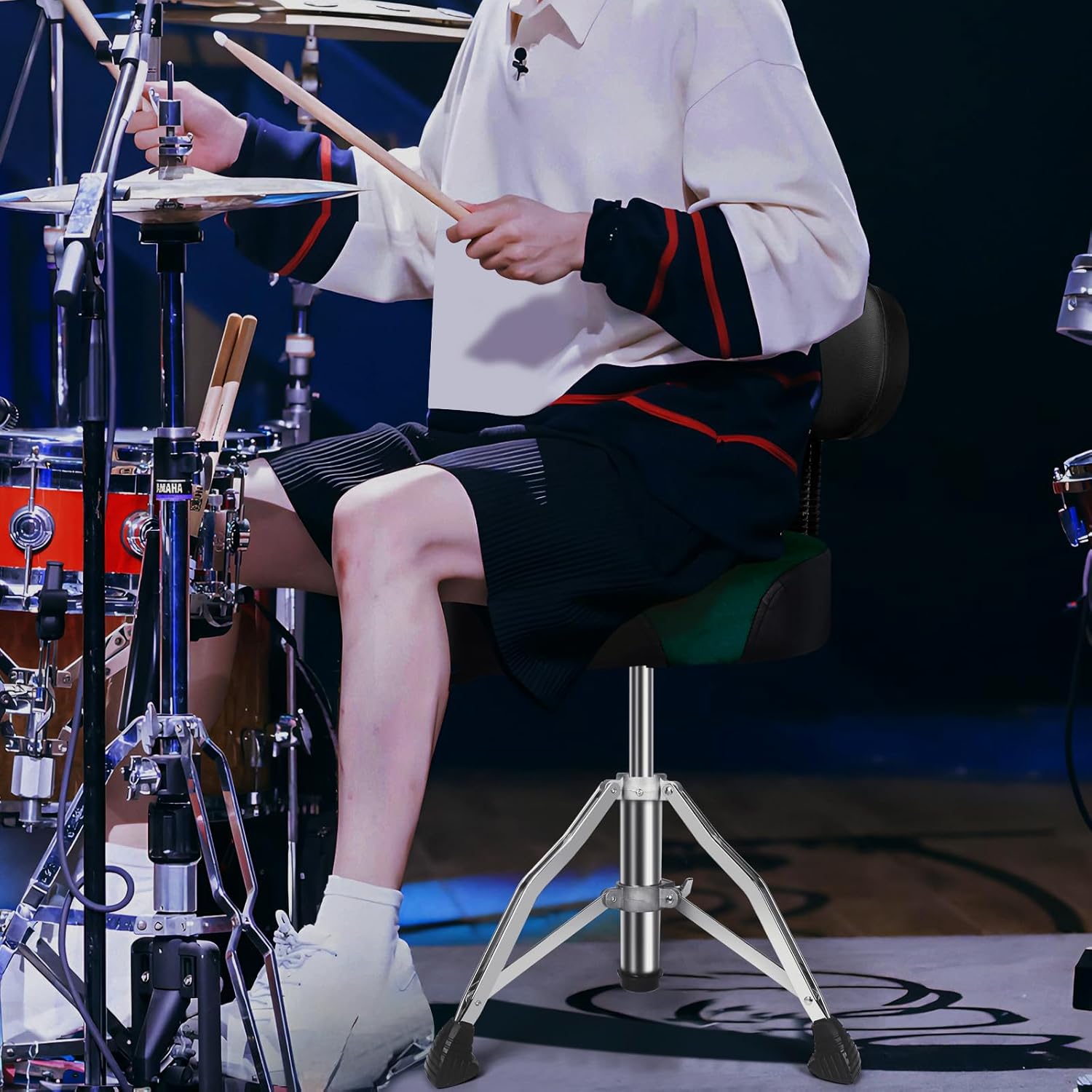 Green With Backrest Saddle Drum Throne