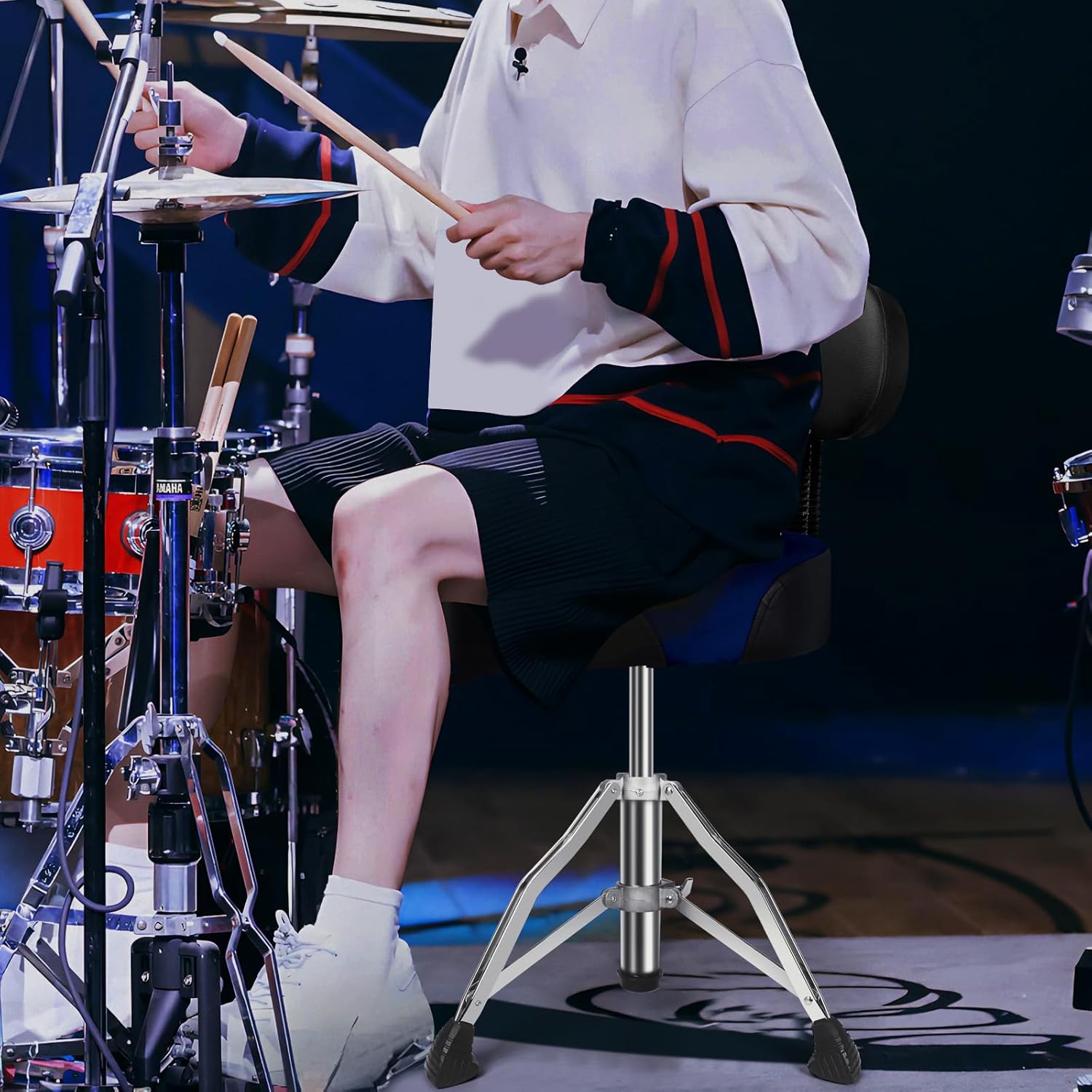 Blue With Backrest Drum Throne