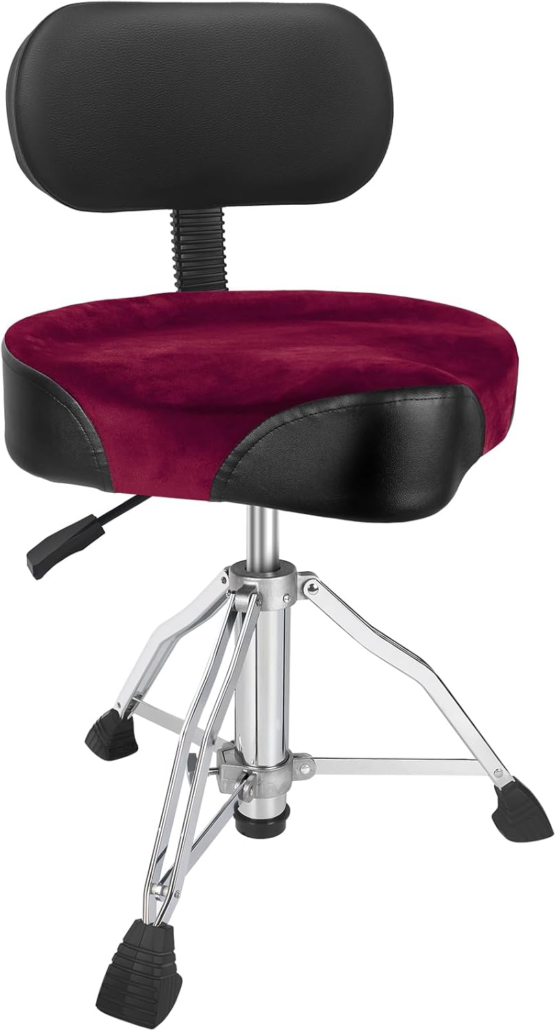 Red With Backrest Drum Throne