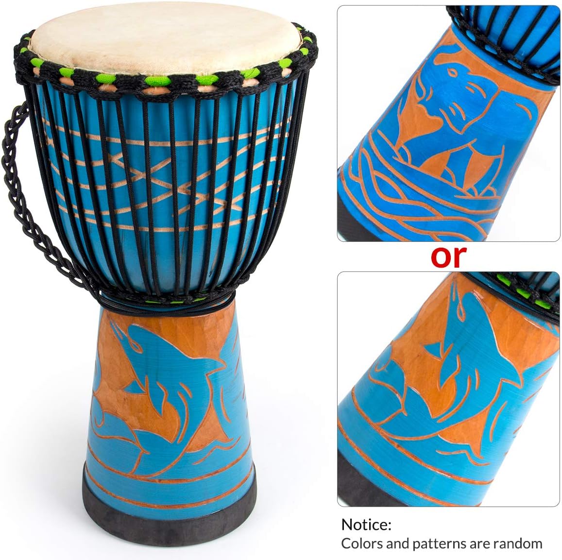 9.5'' Hand-Painted Blue Djembe Drum