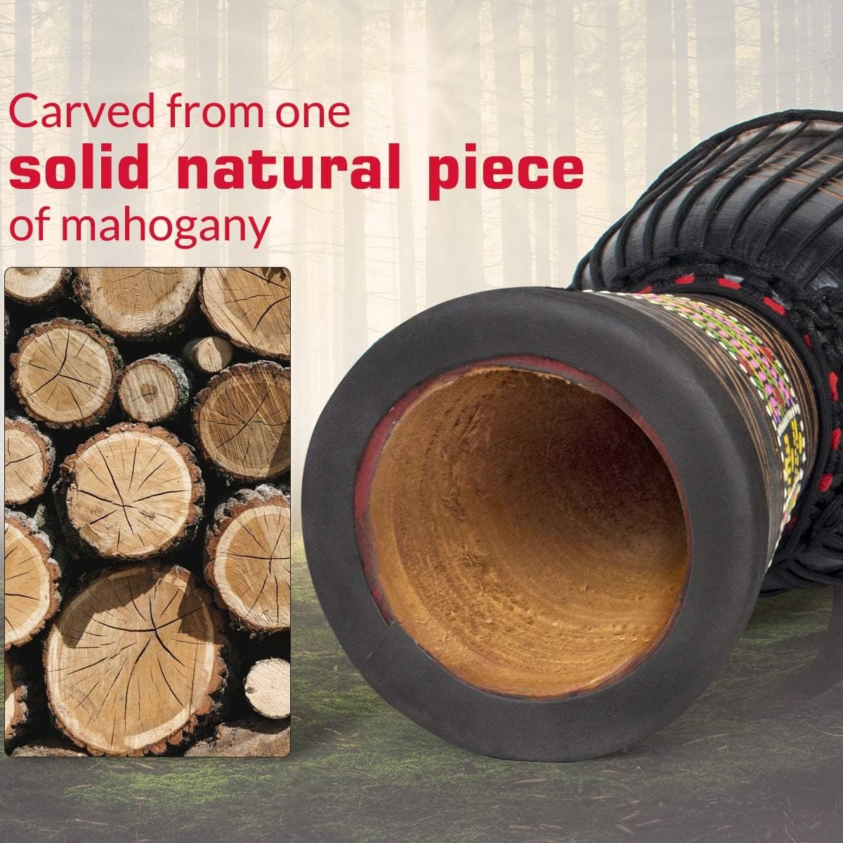 9.5'' Hand-Painted Black Djembe Drum