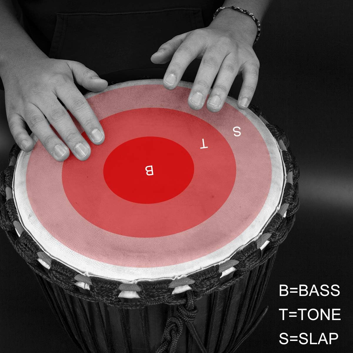 8'' Hand-Painted Black Djembe Drum