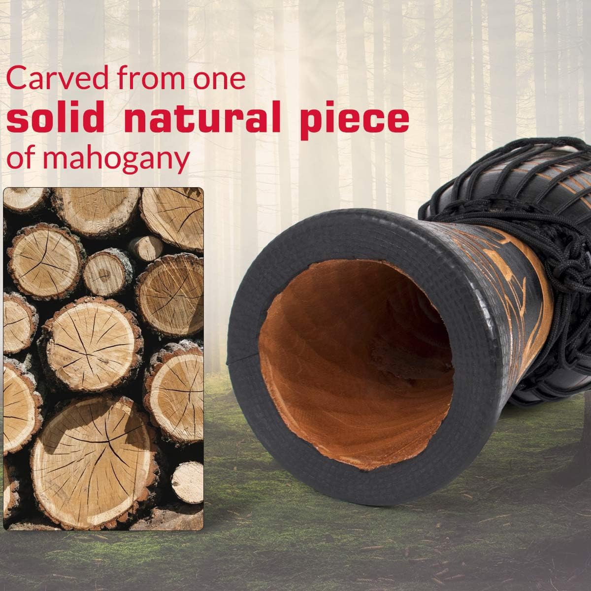 8'' Hand-Painted Black Djembe Drum