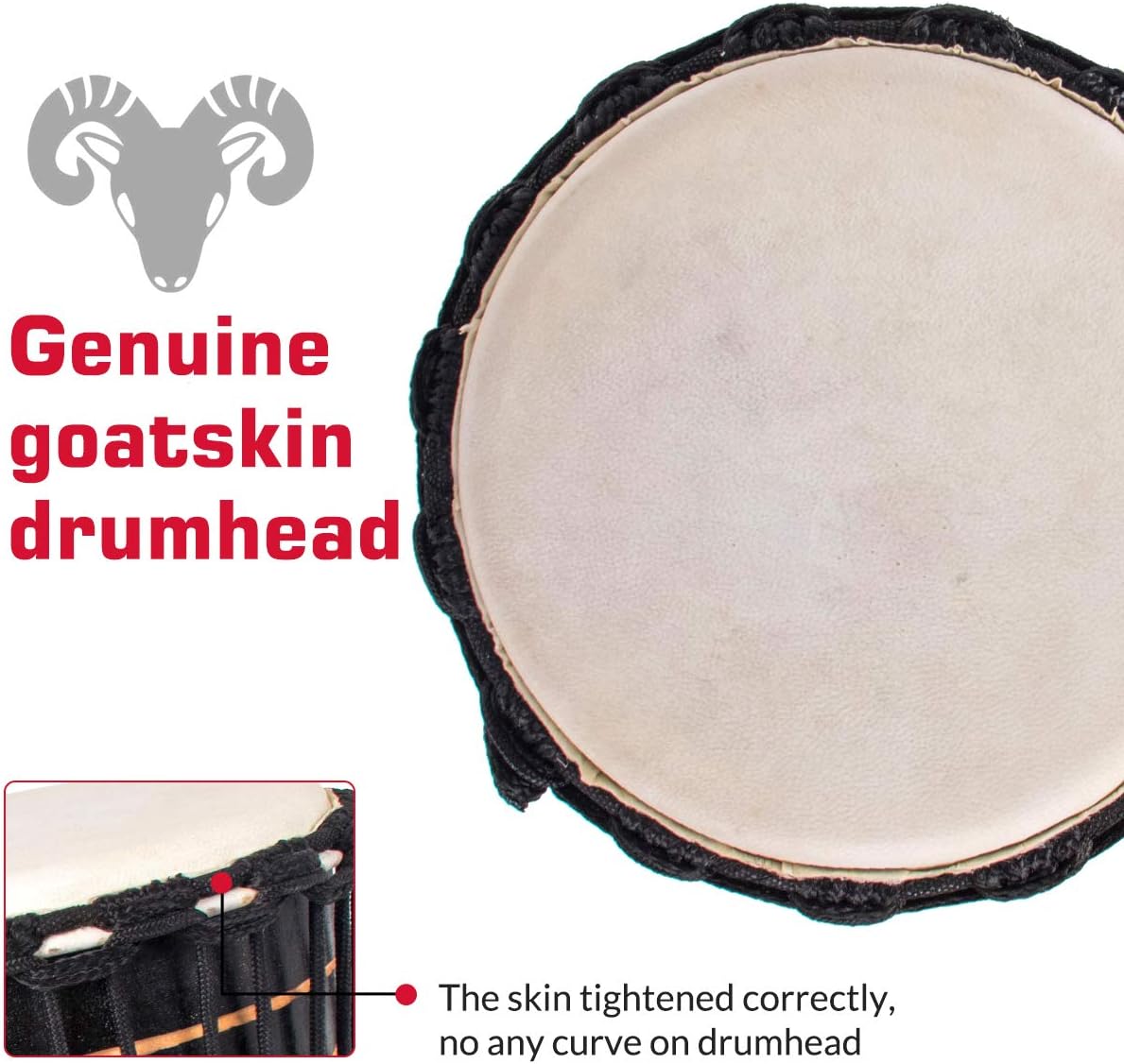 8'' Hand-Painted Black Djembe Drum