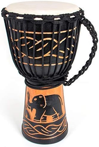 8'' Hand-Painted Black Djembe Drum