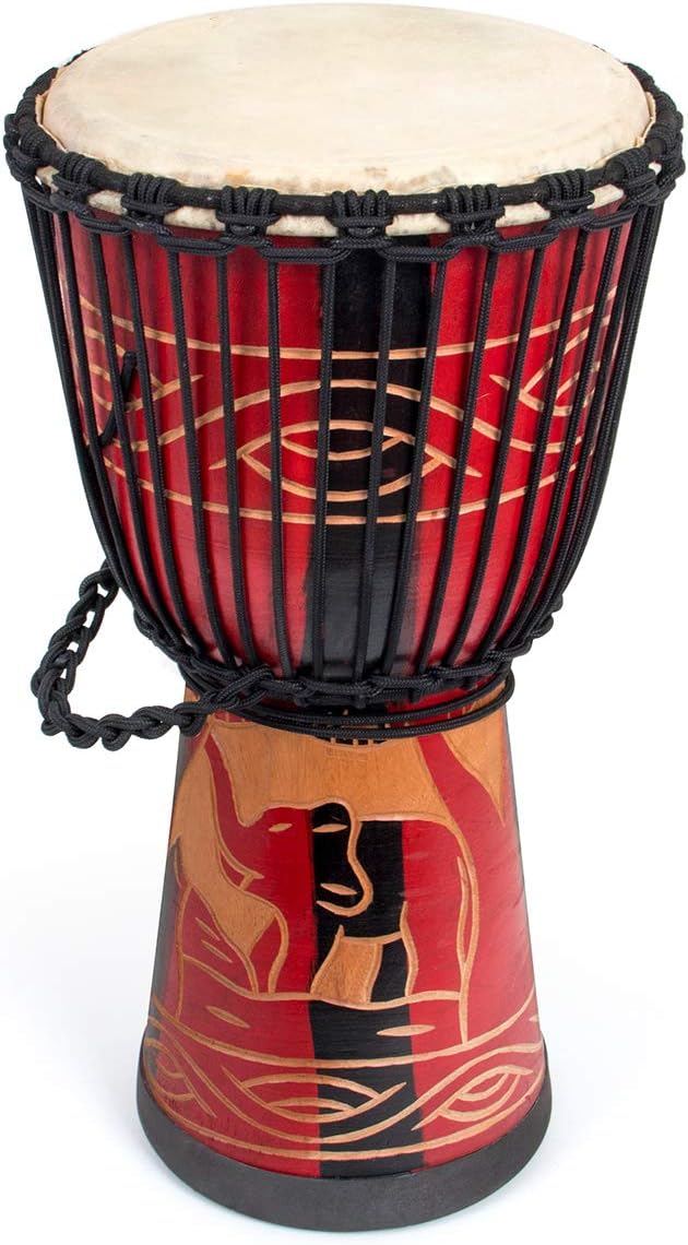 9.5'' Hand-Painted Red Djembe Drum