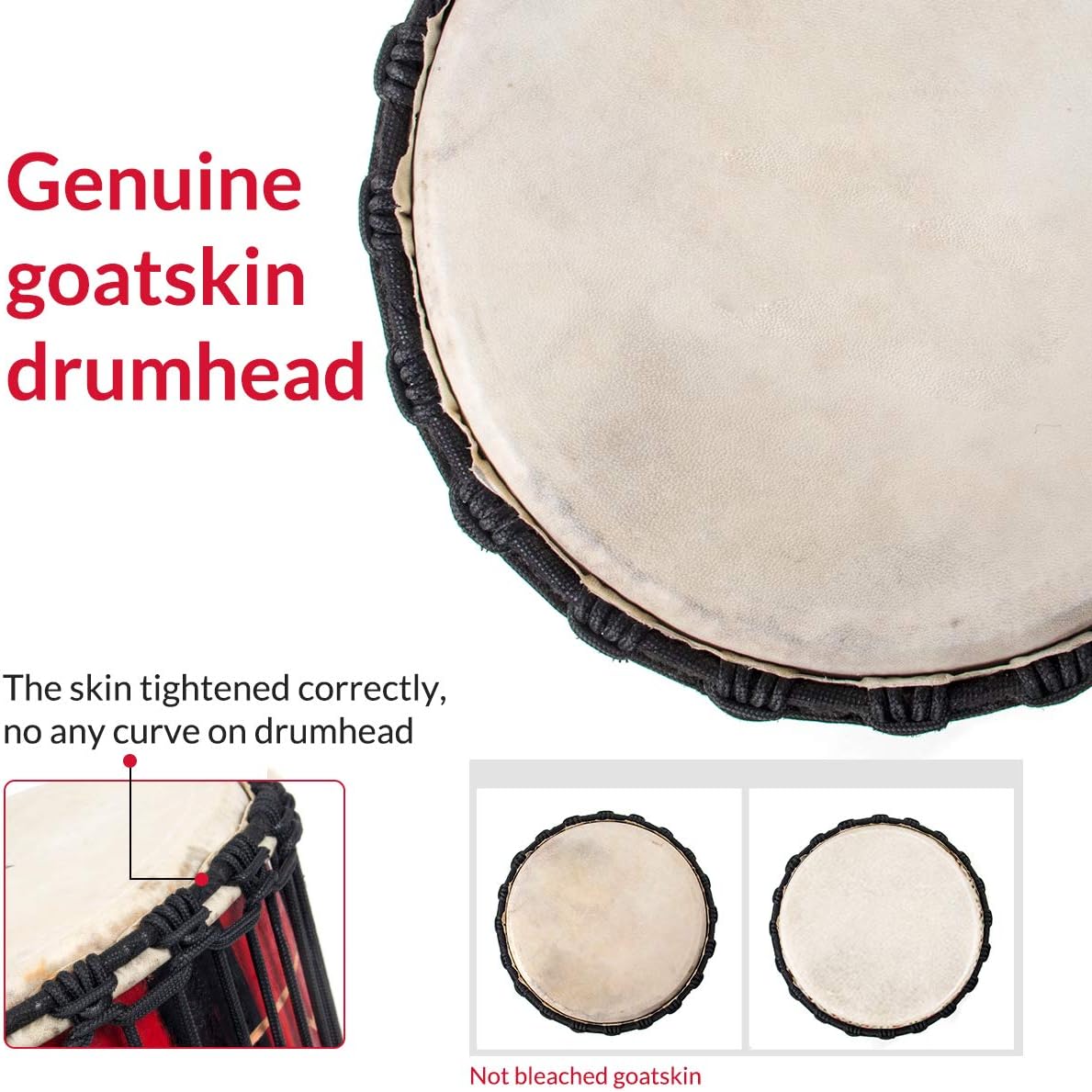 9.5'' Hand-Painted Red Djembe Drum