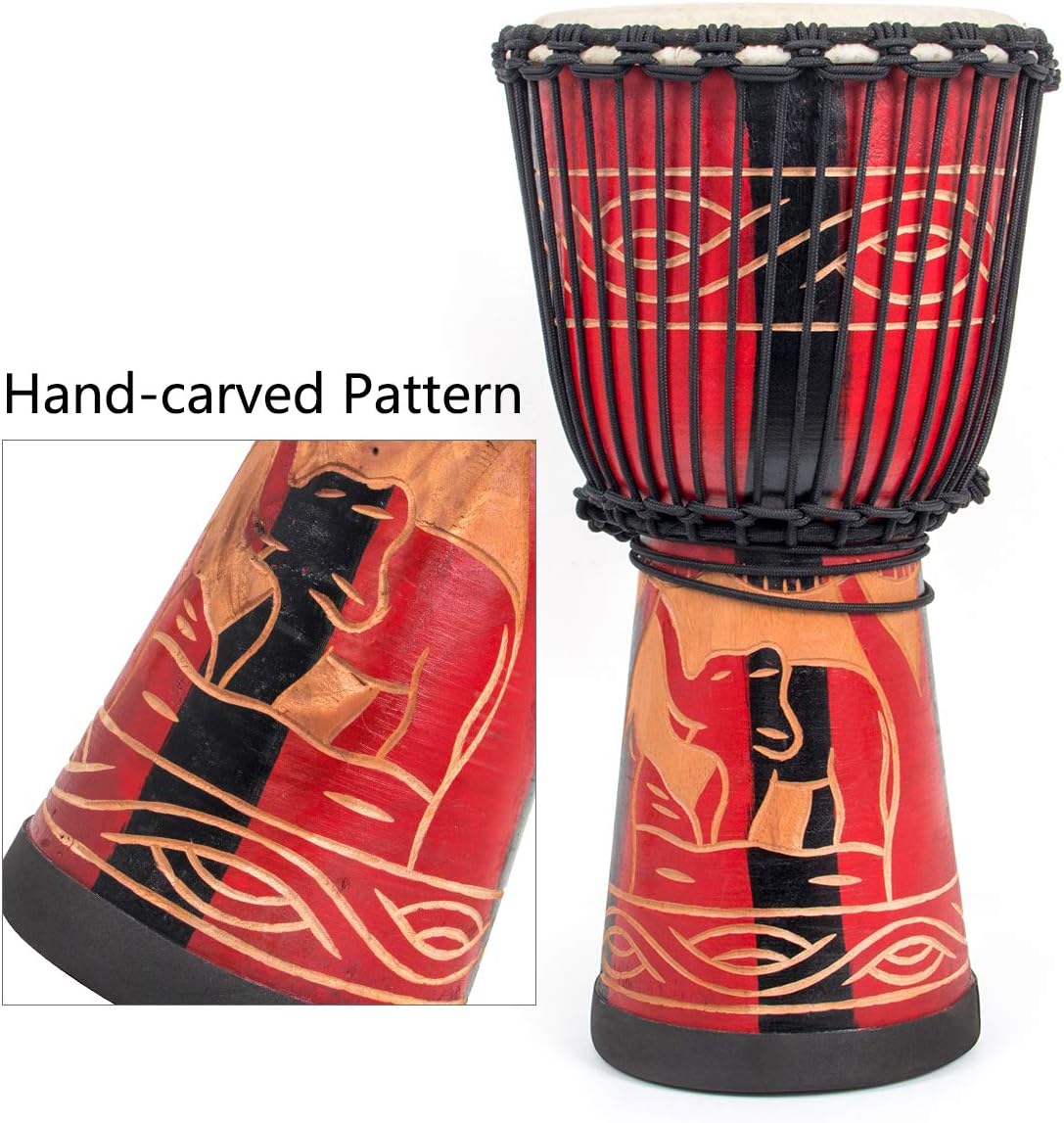9.5'' Hand-Painted Red Djembe Drum