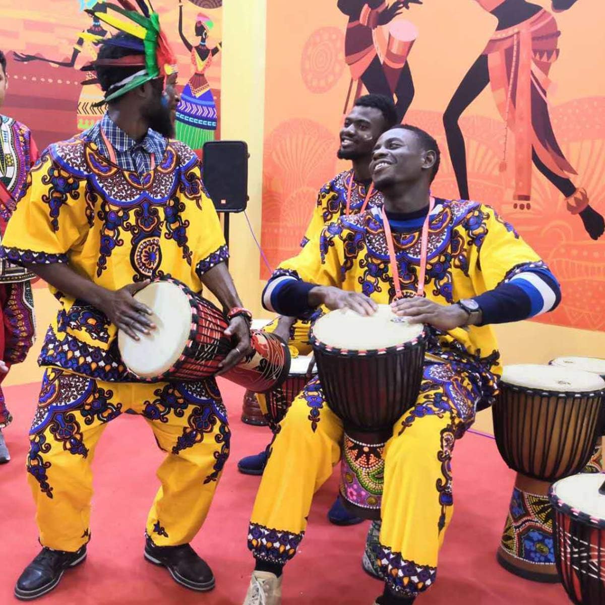 9.5'' Hand-Painted Red Djembe Drum