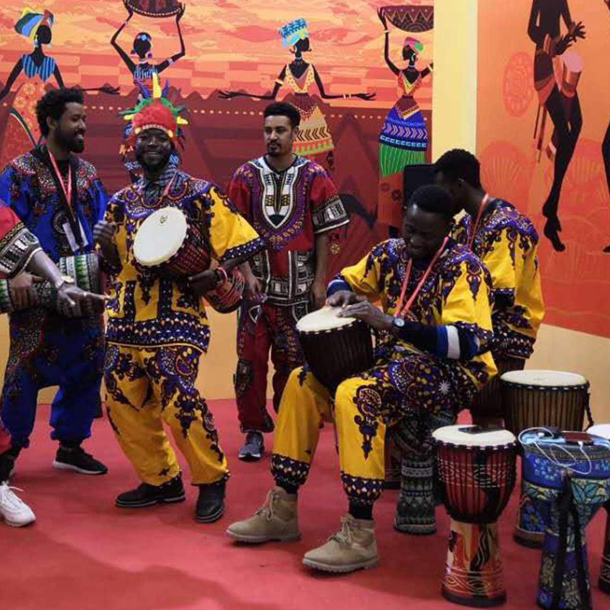 9.5'' Hand-Painted Red Djembe Drum