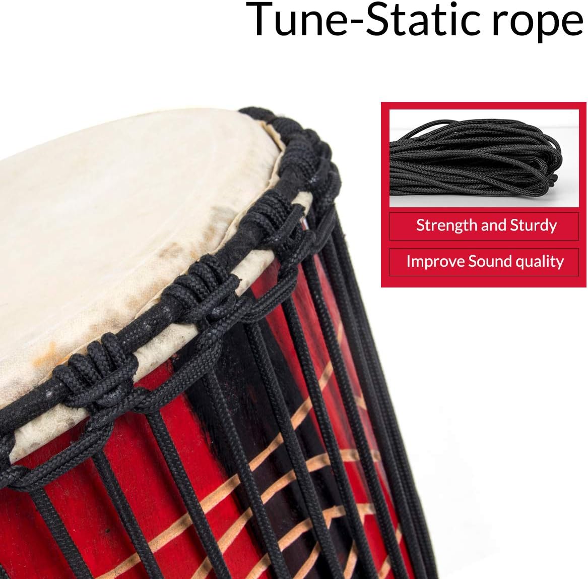 9.5'' Hand-Painted Red Djembe Drum