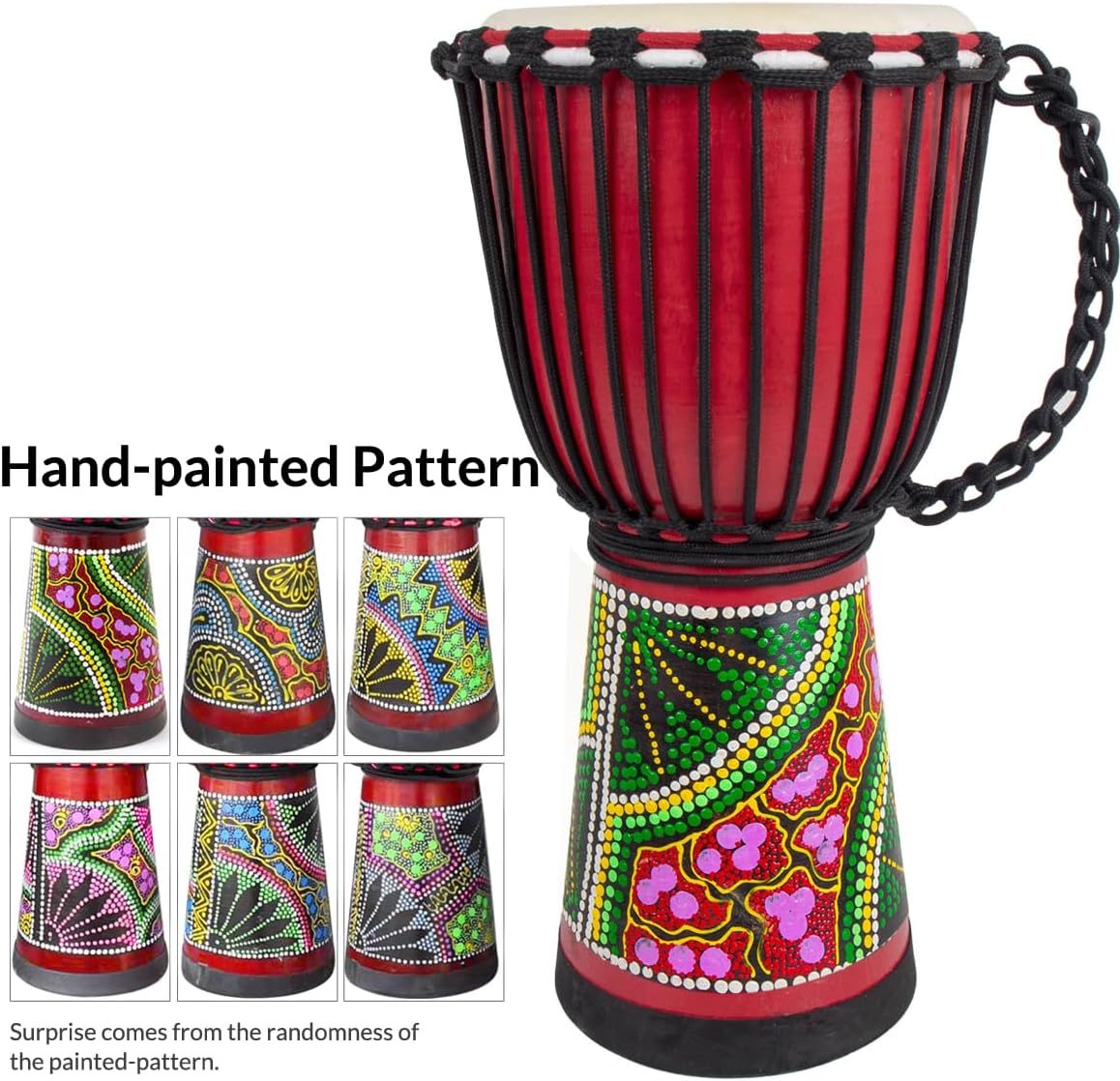 9.5'' Hand-Painted Colour Djembe Drum