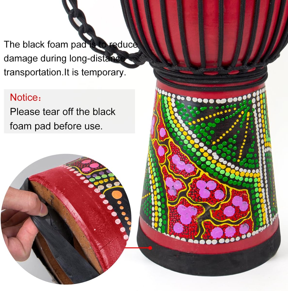 9.5'' Hand-Painted Colour Djembe Drum