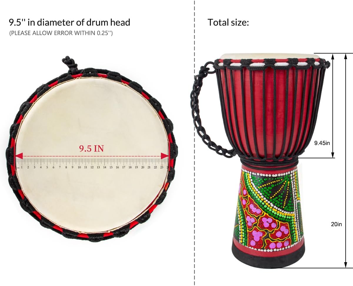 9.5'' Hand-Painted Colour Djembe Drum