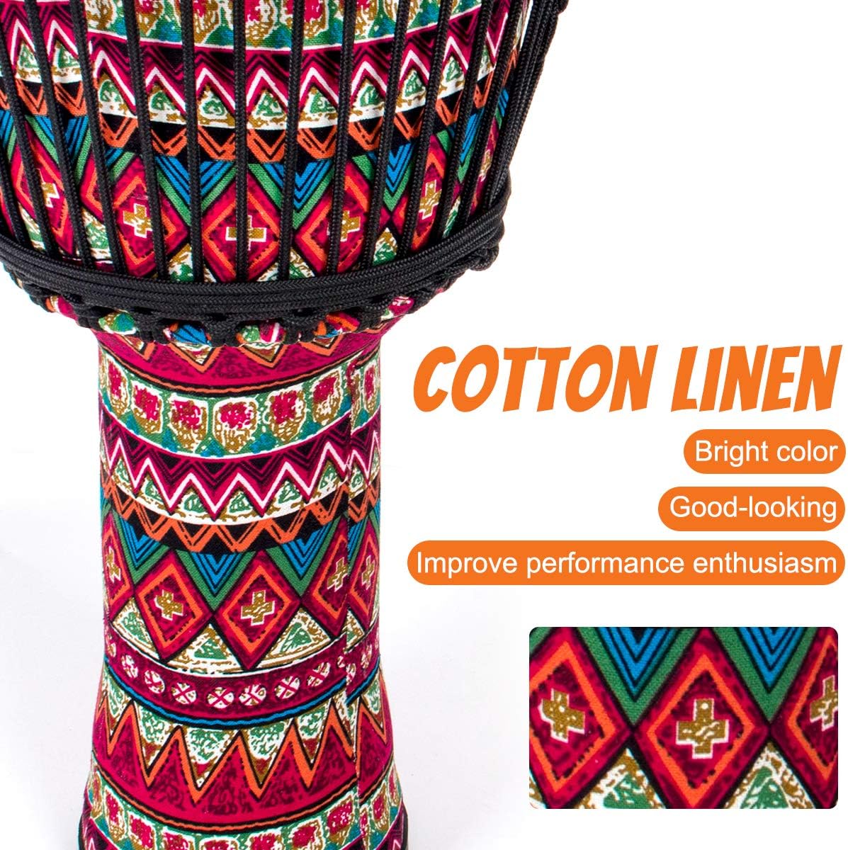 10'' Red Cloth Djembe Drum