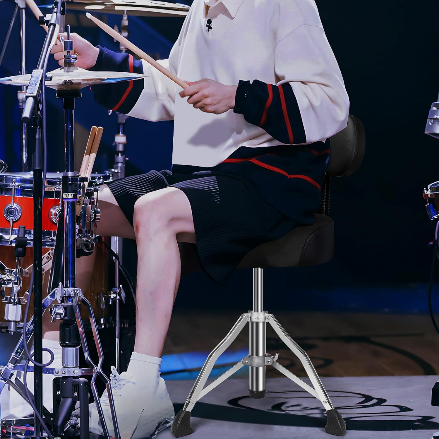 Grey With Backrest Drum Throne