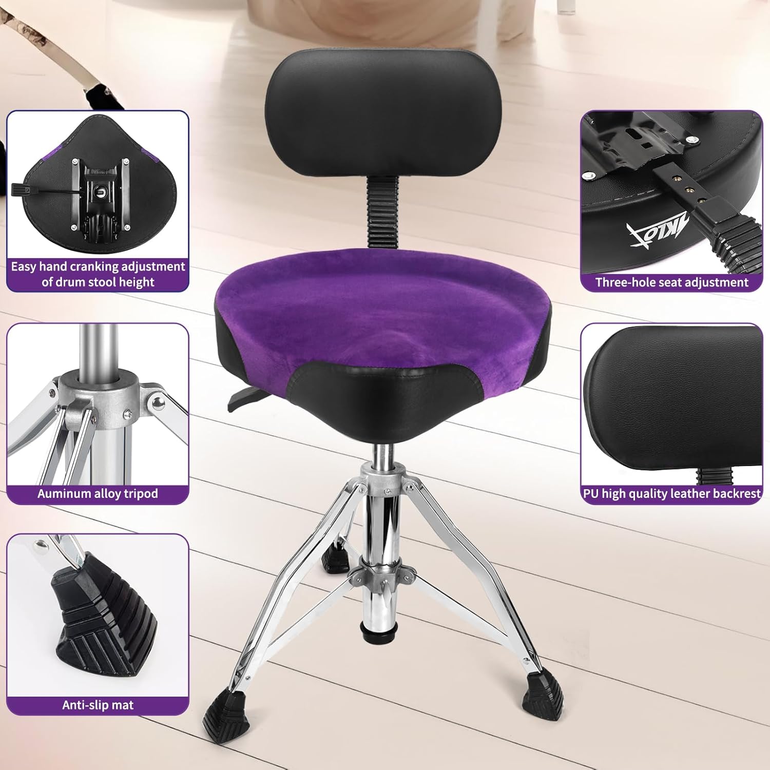 Purple With Backrest Drum Throne