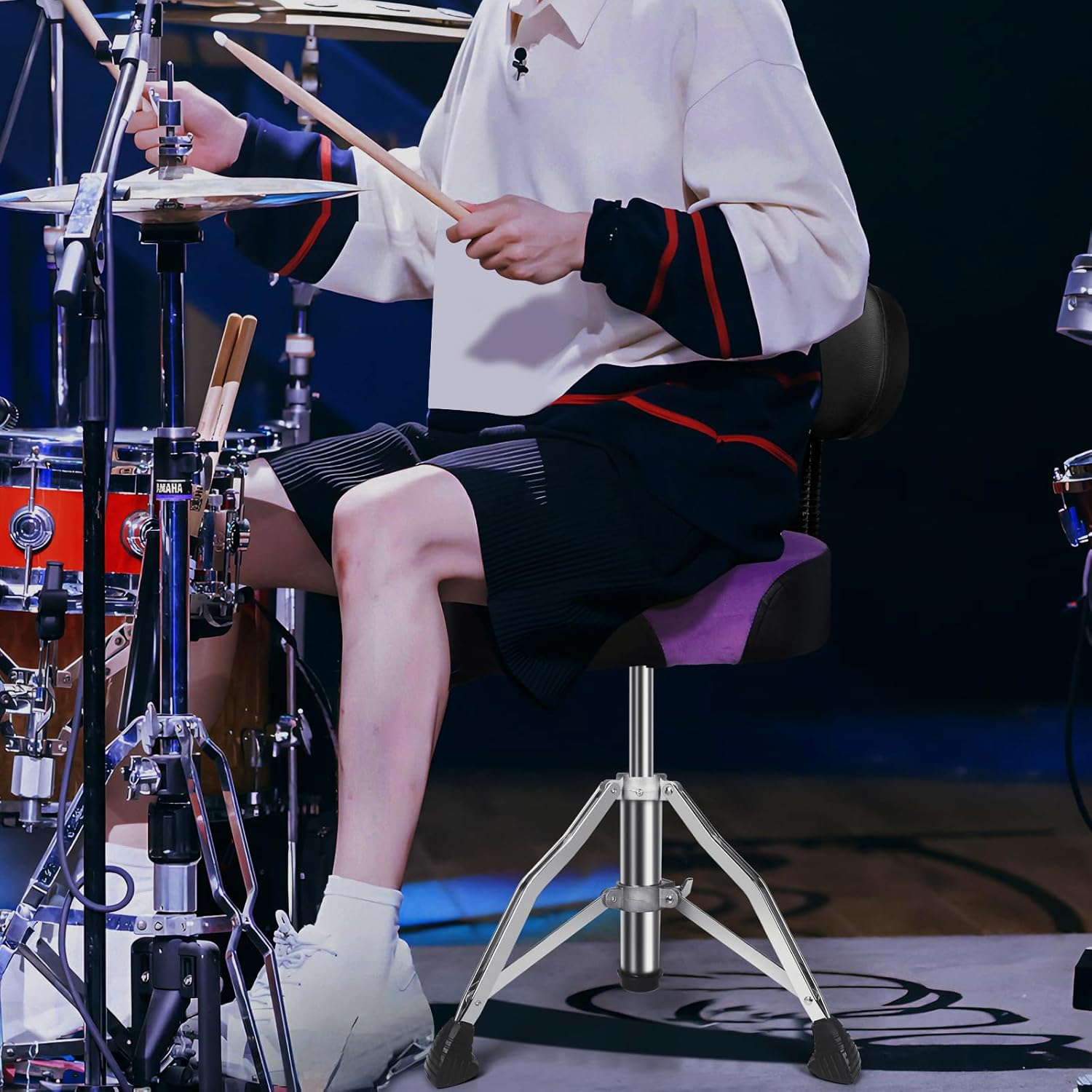 Purple With Backrest Drum Throne