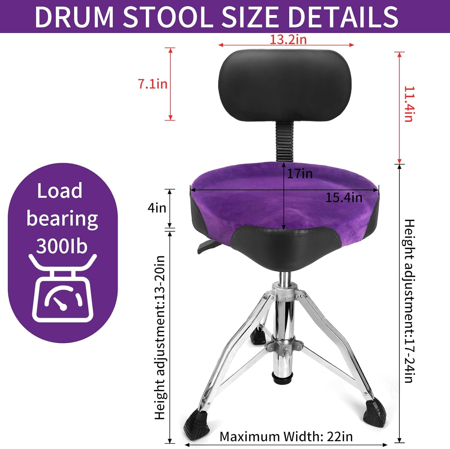Purple With Backrest Drum Throne