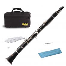 Aklot Bb Clarinet Bakelite Body 17 Brass Nickel Plated Keys with Case Reed for Student Band Music Instrument