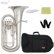 Aklot Bb Euphonium 4 Valve Silver Plated Mouthpiece Nickel Plated Brass Body with Case